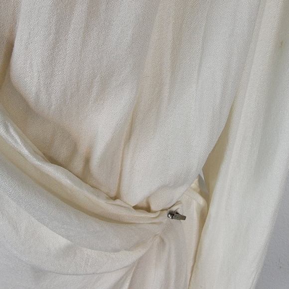 Helmut Lang Sz M Foldover Drape Blouse Faux Wrap E07HW504 - Picture 4 of 10
